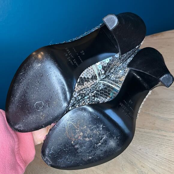 Marc by Marc Jacobs Sequin Peep Toe Pumps Satin Heels EU 40/US 9 - Picture 12 of 14